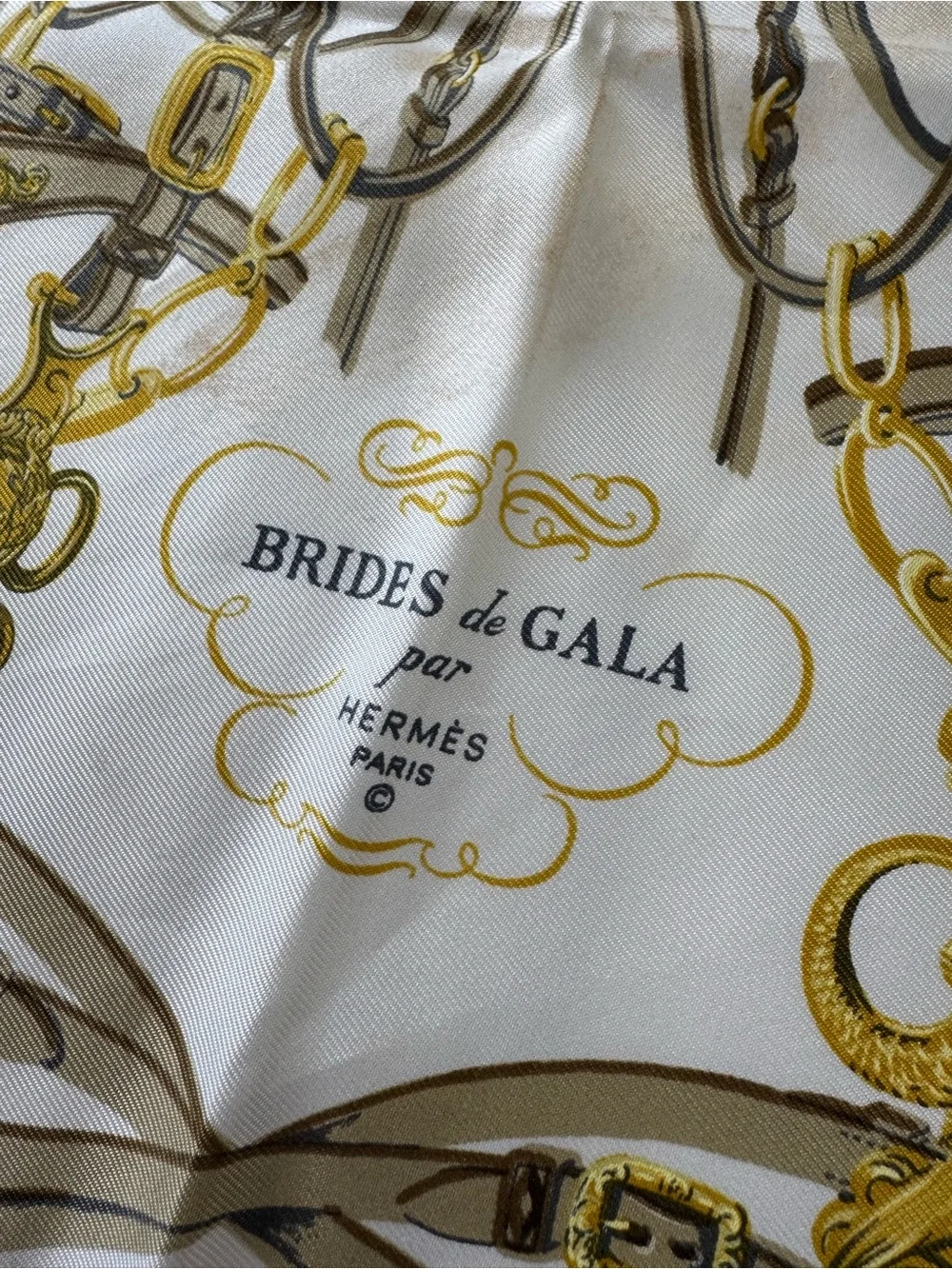 HERMÈS Brides de Gala Silk Scarf in Mustard & Ivory - Picture 2 of 4
